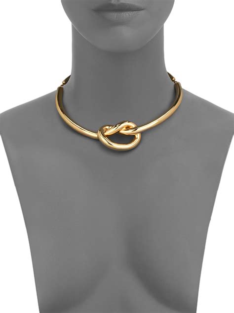 gold-tone knot necklace by michael kors|Women's Gold Designer Jewelry .